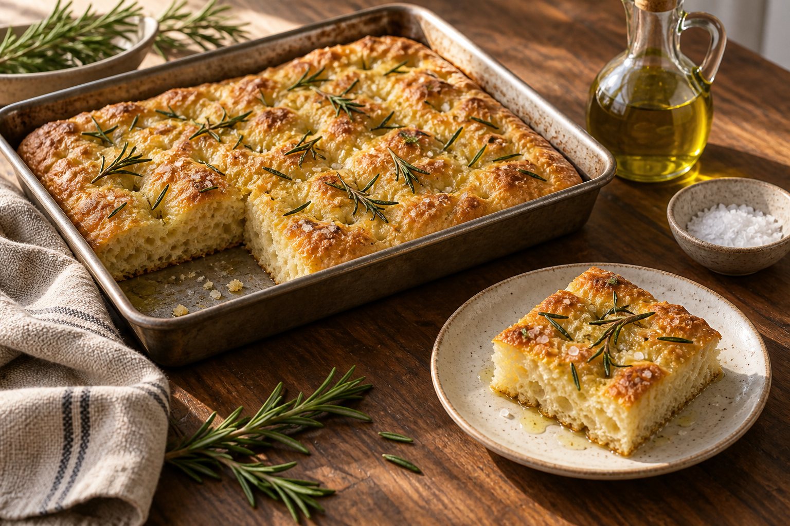 Focaccia de romero y aceite de oliva